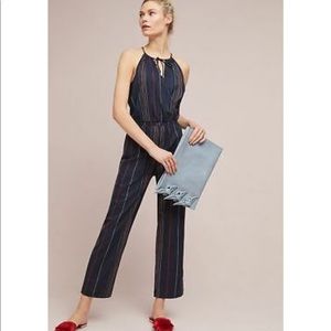 Anthropologie Stripe Halter Jumpsuit by Dolan - Sm